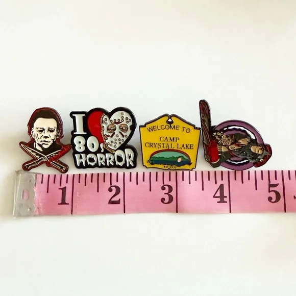 80s Horror Enamel Pin Bundle – Slasher Icons, Cult Classics Jason Michael Ash - Picture 3 of 4